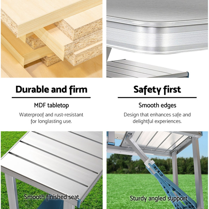 85cm Folding Strong Aluminium Portable Camping Table and Chair Set