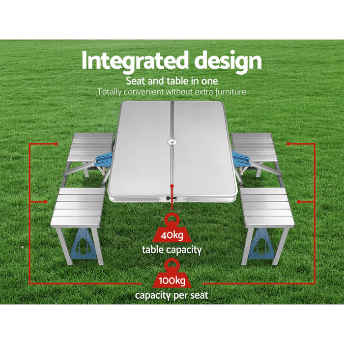 85cm Folding Strong Aluminium Portable Camping Table and Chair Set