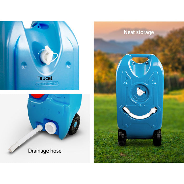 Outdoor 40L Portable Wheel Water Tank | Camping Boating Water Tank - Blue