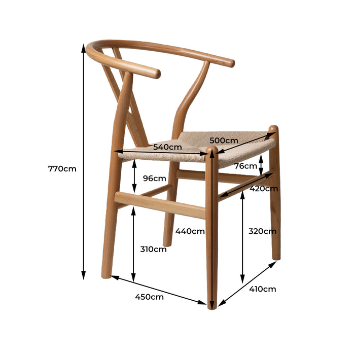 Set of 2 Dining Chairs | Clasiko Retro Kitchen Wood Dining Chair in Oak