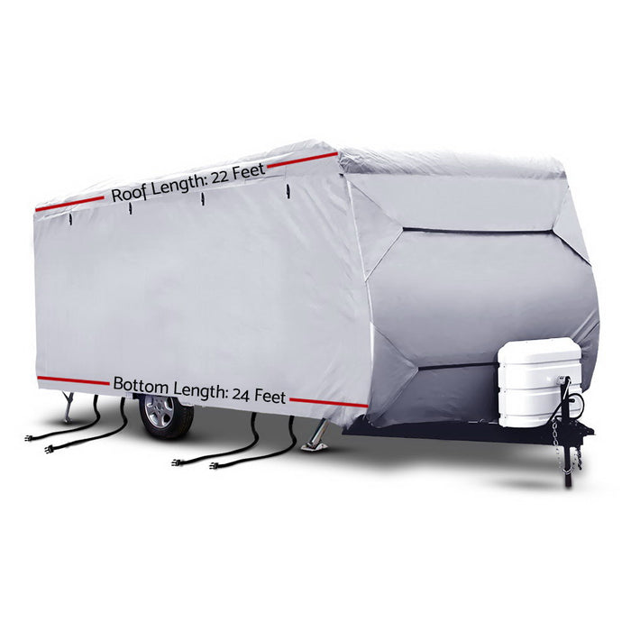 4 Sided Premium Weatherproof 22-24ft Caravan Campervan Cover | 4 Layer UV and Water Resistant