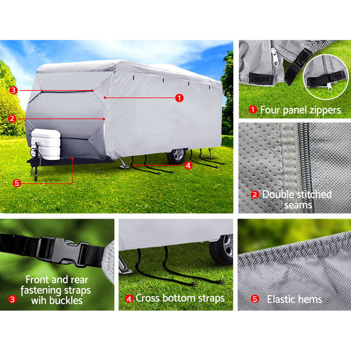 4 Sided Premium Weatherproof 22-24ft Caravan Campervan Cover | 4 Layer UV and Water Resistant