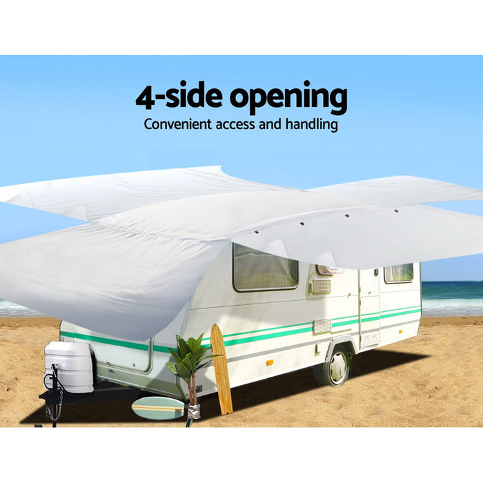 4 Sided Premium Weatherproof 22-24ft Caravan Campervan Cover | 4 Layer UV and Water Resistant