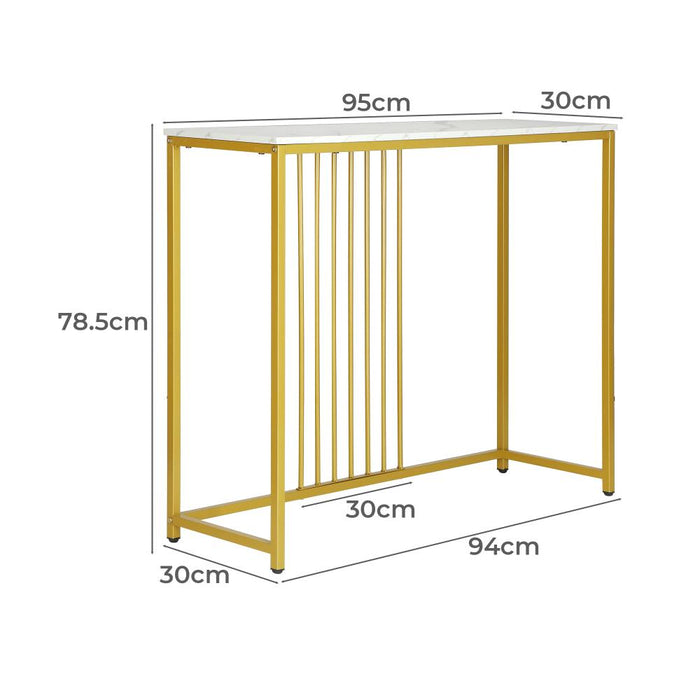 Imporium Marble Effect Top Console Table | White and Gold Hallway Entry Table