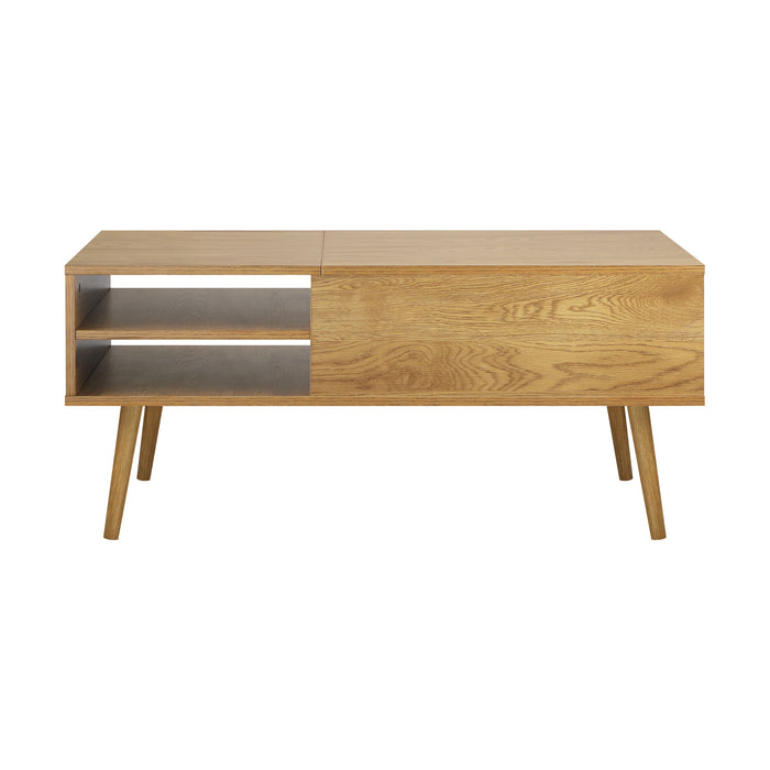 Tempo Modern Lift Up Storage Top Coffee Table with Shelves by Oikiture