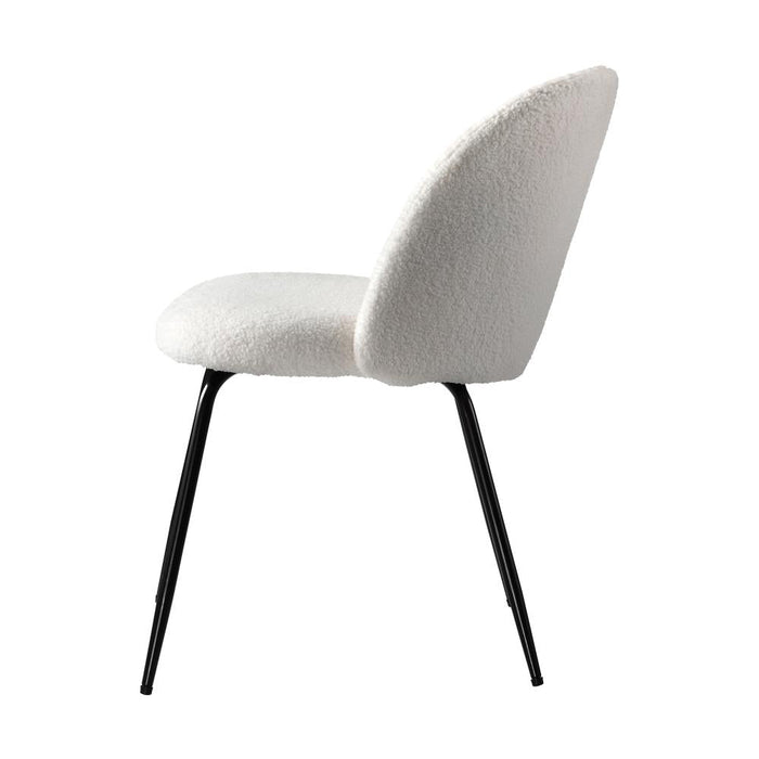 Set of Two Teddy Boucle Miami Dining Room Chairs in White | Sherpa Feel Plush Modern Accent Chairs | 2 Designs
