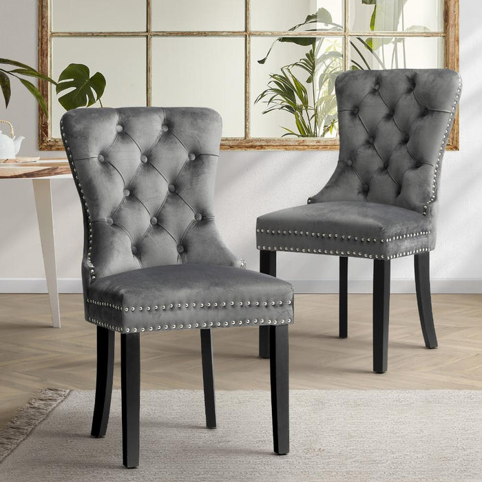 Set of Two Amelia Velet Soft Tufted Dining Chairs | Premium Plush Dining Chairs | 3 Colours
