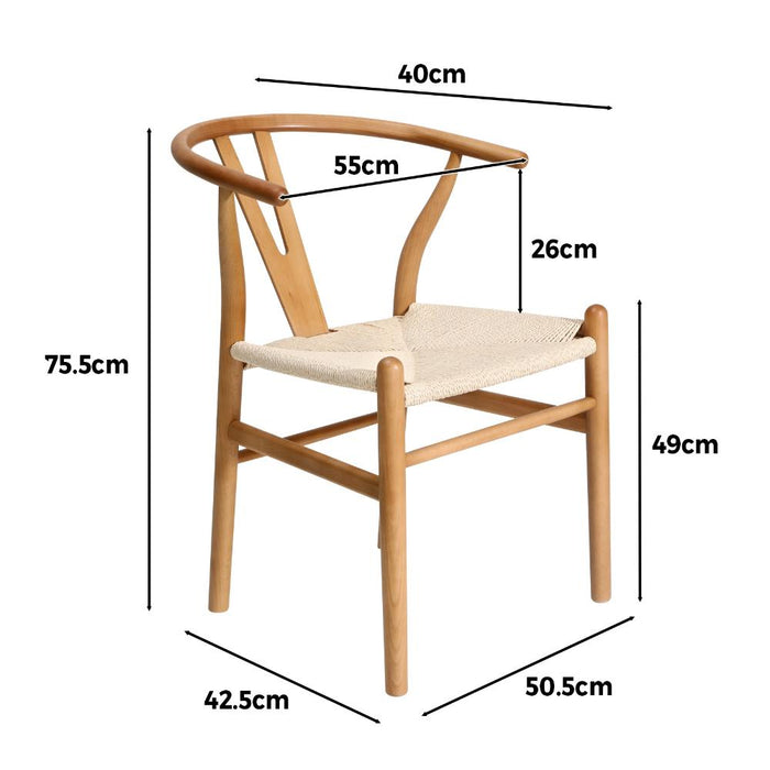 Designer Replica Hans Wegner Wishbone Chair | One or Two Retro Modern Wooden Wishbone Dining Chairs