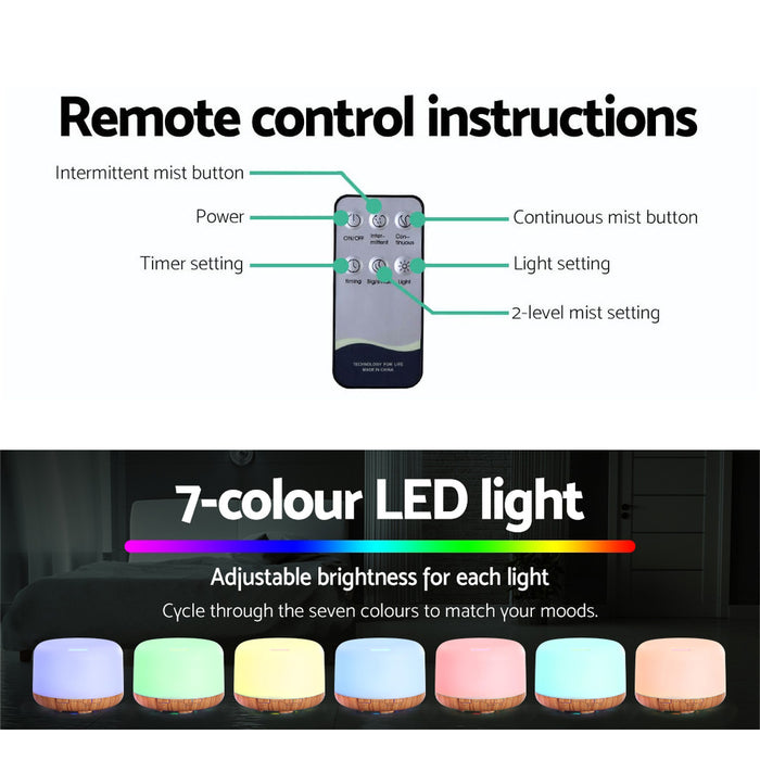 Clasic 4 in 1 Relaxaing 7 LED Light Large 500ml Aroma Diffuser With Remote Control