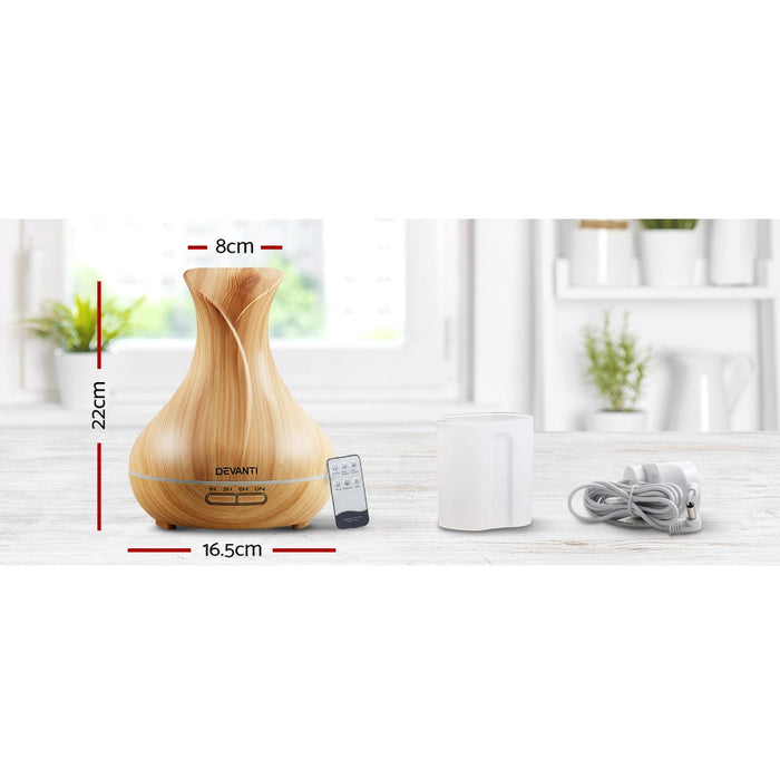 4 in 1 Light Wood 7 LED Light Large 400ml Aroma Diffuser With Remote Control