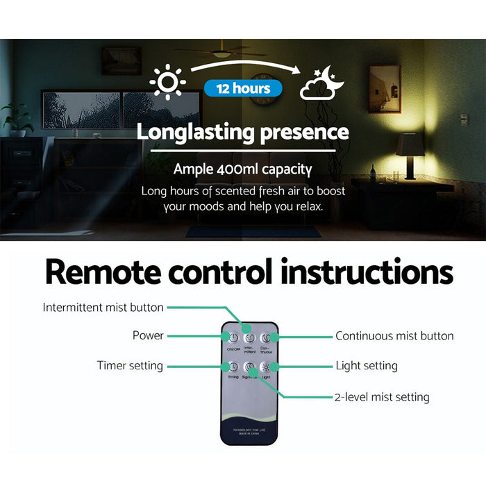 4 in 1 Light Wood 7 LED Light Large 400ml Aroma Diffuser With Remote Control