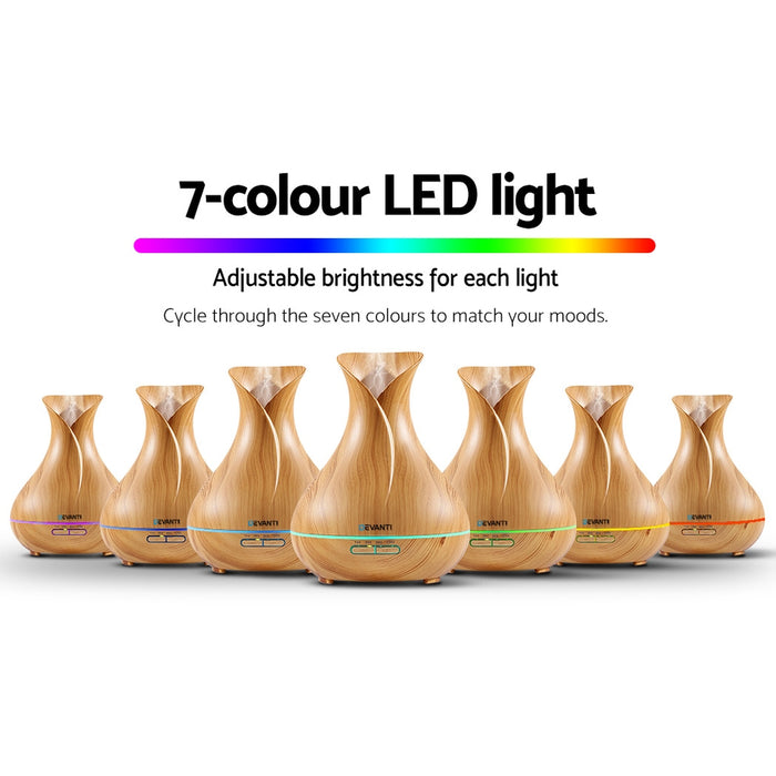 4 in 1 Light Wood 7 LED Light Large 400ml Aroma Diffuser With Remote Control