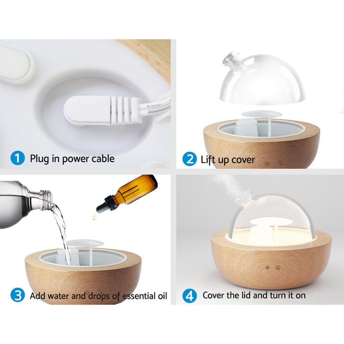 4 in 1 Light Glass 7 LED Light 200ml Aroma Diffuser | Night Light Purifier