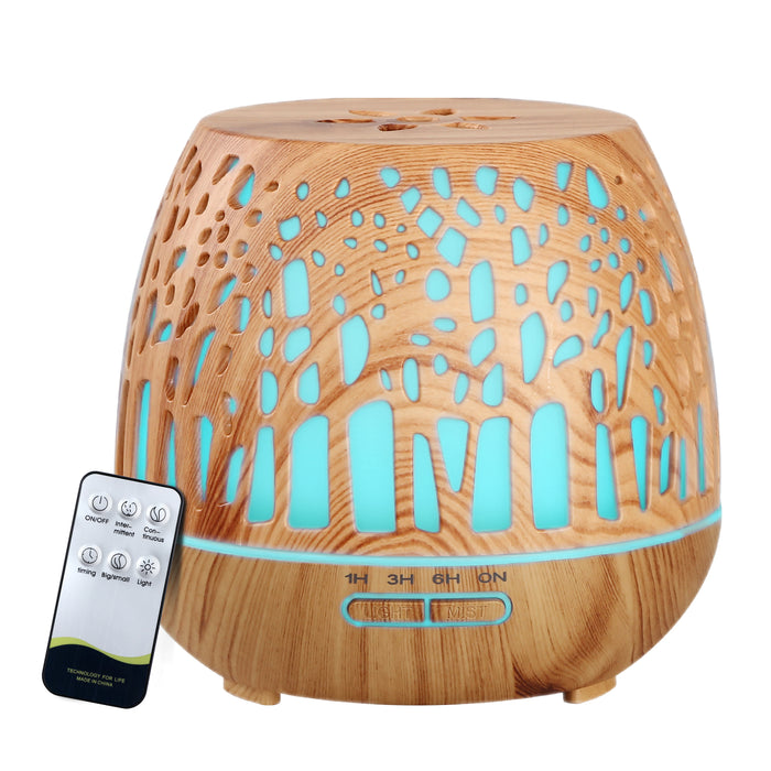 Zen 4 in 1 Light Wood Grain 7 LED Light Large 400ml Aroma Diffuser With Remote Control