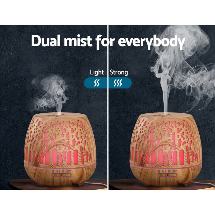 Zen 4 in 1 Light Wood Grain 7 LED Light Large 400ml Aroma Diffuser With Remote Control