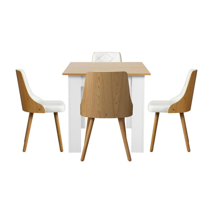 Bianco Nuvo Extendable Dining Table and Chairs Set | Wood and White Modern Kitchen Table and Chairs Package | 5 or 7 Piece Setting