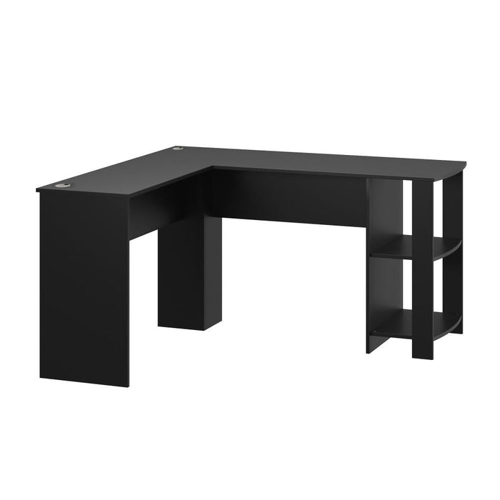 Milano Premiere L Shaped Corner Computer Desk Station | Wooden Corner Office Desk with Storage Shelves Space Saver | 2 Finishes