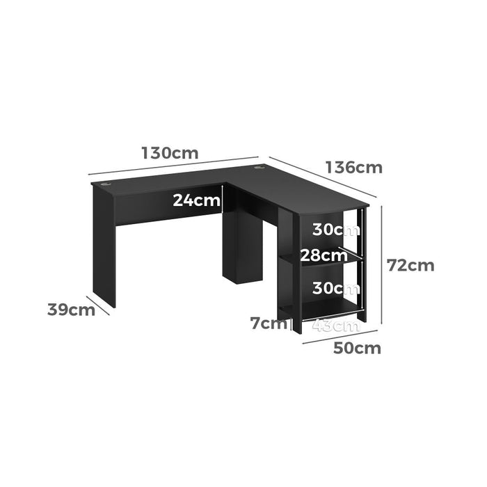 Milano Premiere L Shaped Corner Computer Desk Station | Wooden Corner Office Desk with Storage Shelves Space Saver | 2 Finishes