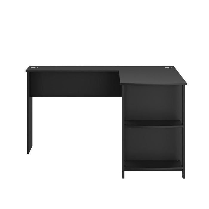 Milano Premiere L Shaped Corner Computer Desk Station | Wooden Corner Office Desk with Storage Shelves Space Saver | 2 Finishes