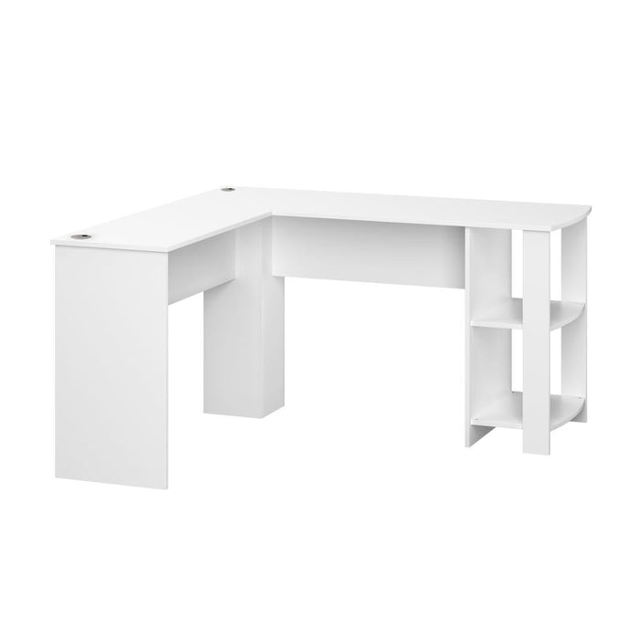 Milano Premiere L Shaped Corner Computer Desk Station | Wooden Corner Office Desk with Storage Shelves Space Saver | 2 Finishes