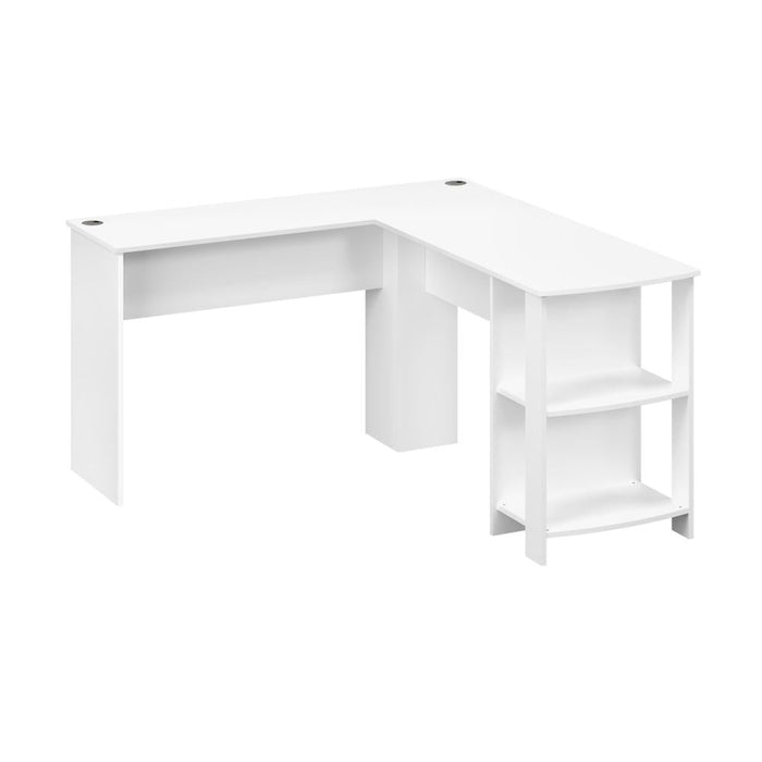 Milano Premiere L Shaped Corner Computer Desk Station | Wooden Corner Office Desk with Storage Shelves Space Saver | 2 Finishes