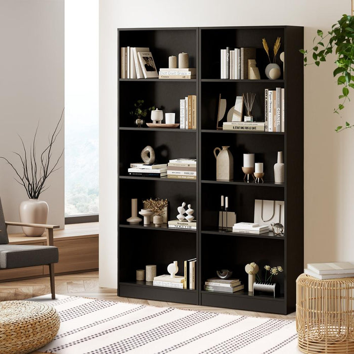 Milanese 5 Tier Wooden Display Unit | Modern Wooden Bookshelf Storage Shelving Unit | 3 Colours