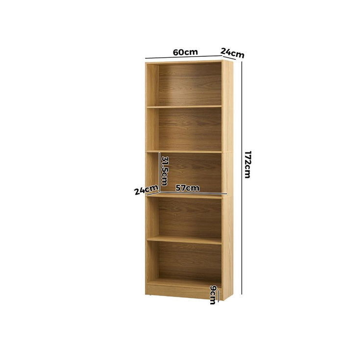 Milanese 5 Tier Wooden Display Unit | Modern Wooden Bookshelf Storage Shelving Unit | 3 Colours