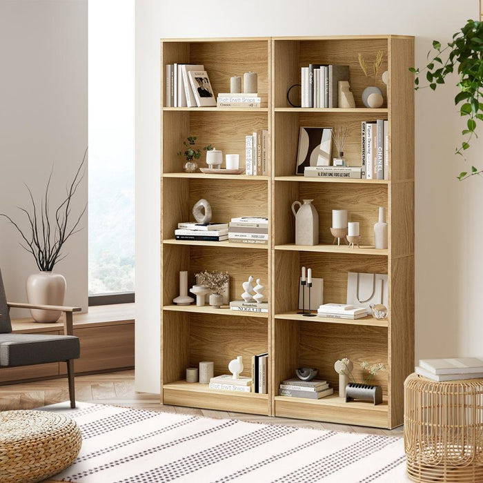 Milanese 5 Tier Wooden Display Unit | Modern Wooden Bookshelf Storage Shelving Unit | 3 Colours
