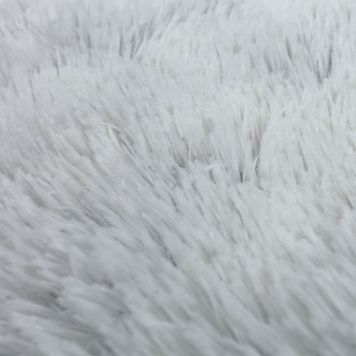 Shaggy Faux Fur Round Padded Lounge Mat - Arctic Grey in 3 Sizes