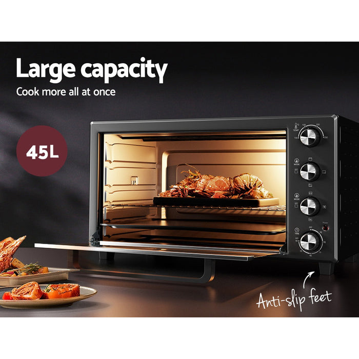 Ultimate 45L Convection Oven with Accessories | All In One Bake Grill Toast Cook and Fry Rotisserie