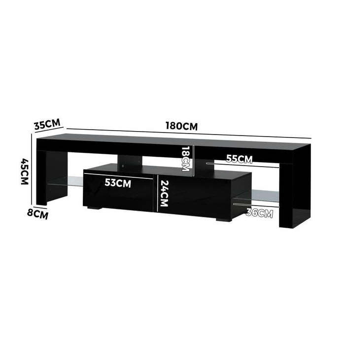 Spezia Nuvo LED 16 Light TV Cabinet 180cm Entertainment Unit | Hi Gloss TV Unit Stand with Multi Storage| 2 Colours