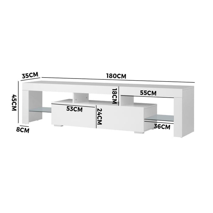 Spezia Nuvo LED 16 Light TV Cabinet 180cm Entertainment Unit | Hi Gloss TV Unit Stand with Multi Storage| 2 Colours