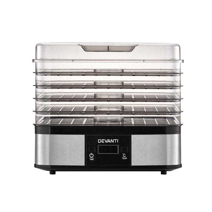 Elegant LCD 5 Tray Food Dehydrator | Dry Food Safely | Jerky Fruit Air Dryer in Silver