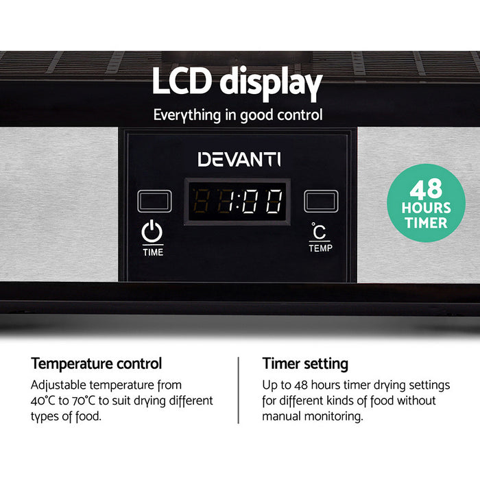 Elegant LCD 5 Tray Food Dehydrator | Dry Food Safely | Jerky Fruit Air Dryer in Silver