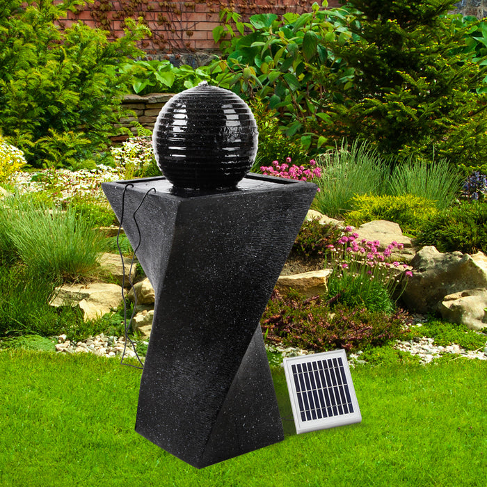 Natura Zen Twist Solar Powered Water Fountain | 4 LED Solar Fountain Feature