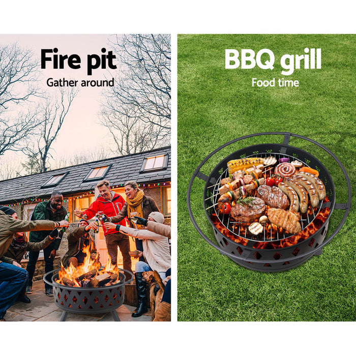 Sparkz 2 in 1 Fire Pit and Charcoal 32 Inch BBQ Grill