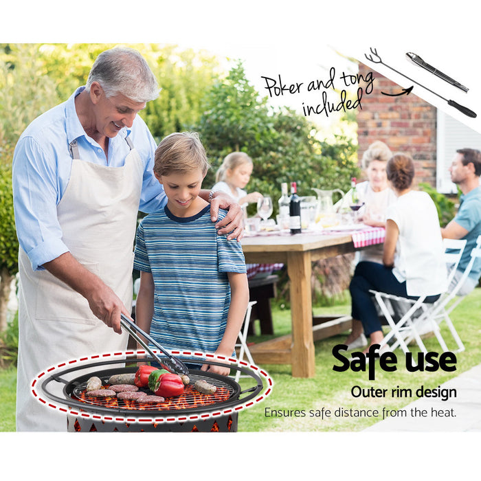 Sparkz 2 in 1 Fire Pit and Charcoal 32 Inch BBQ Grill