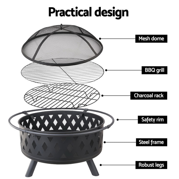 Sparkz 2 in 1 Fire Pit and Charcoal 32 Inch BBQ Grill