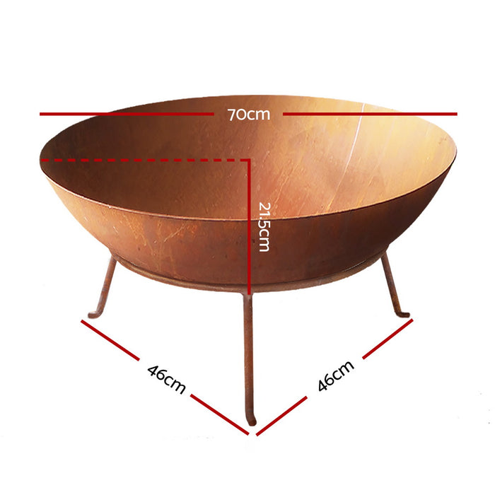 Sparkz 70cm Rustic Portable Fire Pit | Rust Looking Outdoor Fire Pits