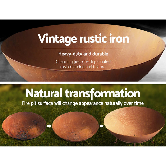 Sparkz 70cm Rustic Portable Fire Pit | Rust Looking Outdoor Fire Pits