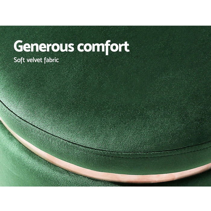 Izmir 40cm Green Plush Ottoman | Padded Seat Velvety Pouf Foot Stool