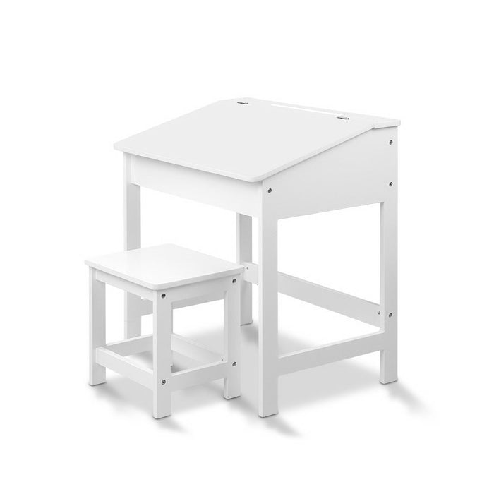 Funzee Kids White Table and Chair Drawing Set | Kids Storage Drawing Desk and Seat