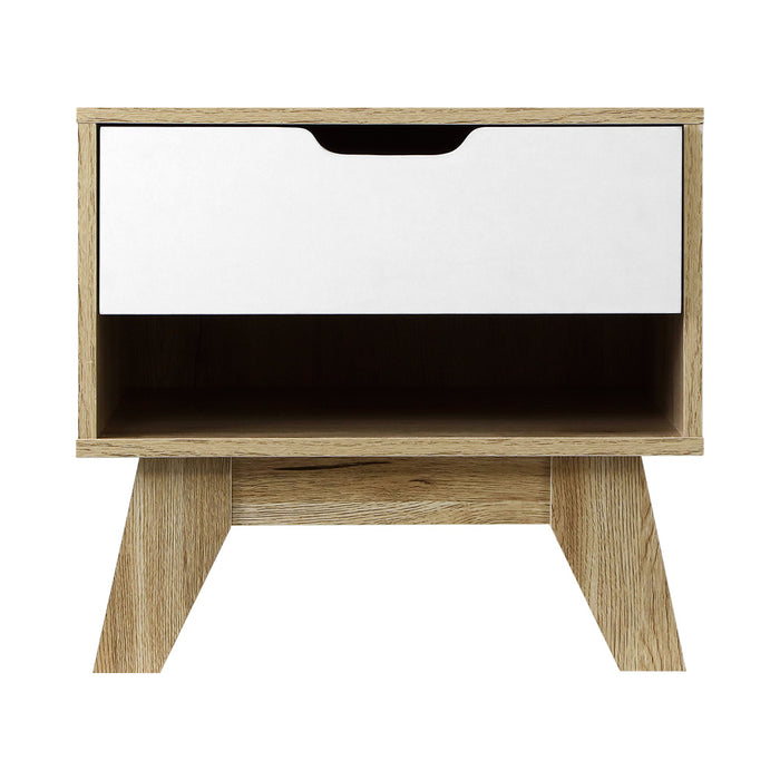Nora Scandi Wooden Bedside Table | Sleek Nightstand Drawer Lamp Table