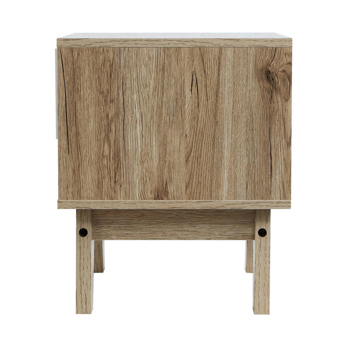 Nora Scandi Wooden Bedside Table | Sleek Nightstand Drawer Lamp Table