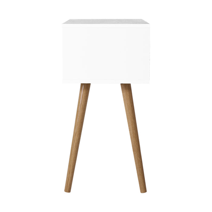 Leo Scandi Wooden Bedside Table | Sleek Nightstand Drawer Lamp Table