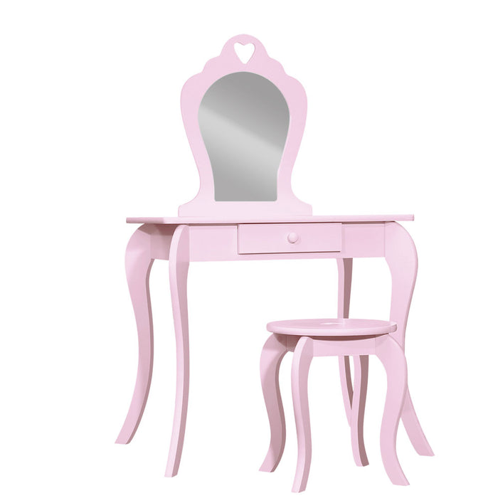 Amore Kids Vanity Dressing Table Stool Set in Pink | Mirror Princess Children Makeup
