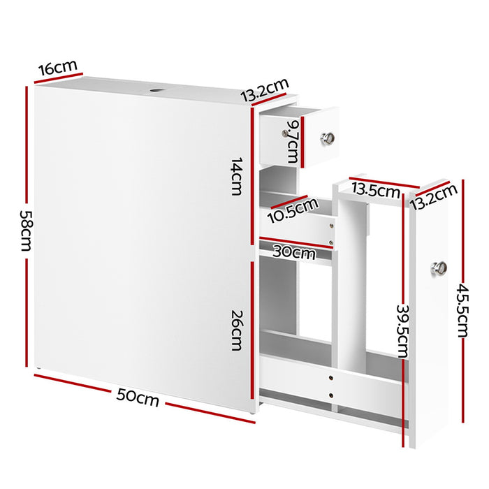 Mila 58cm H Slimline Bathroom Storage Cabinet in White