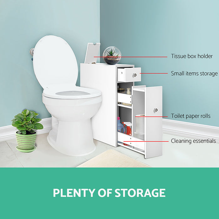 Mila 58cm H Slimline Bathroom Storage Cabinet in White