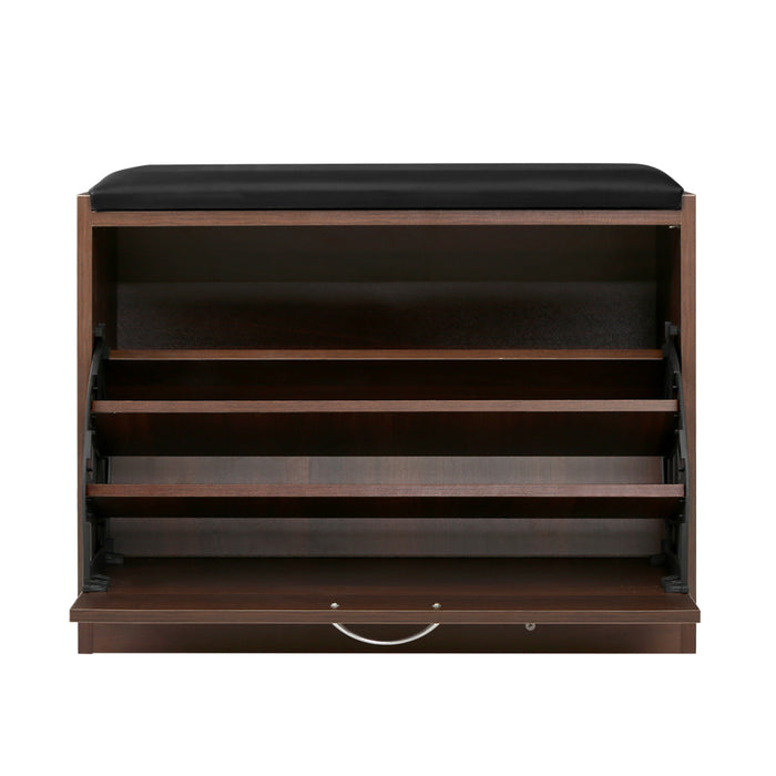 Isla Modern 2 in 1 Shoe Rack Storage Bench | 15 Pair Shoe Cabinet Organiser Walnut