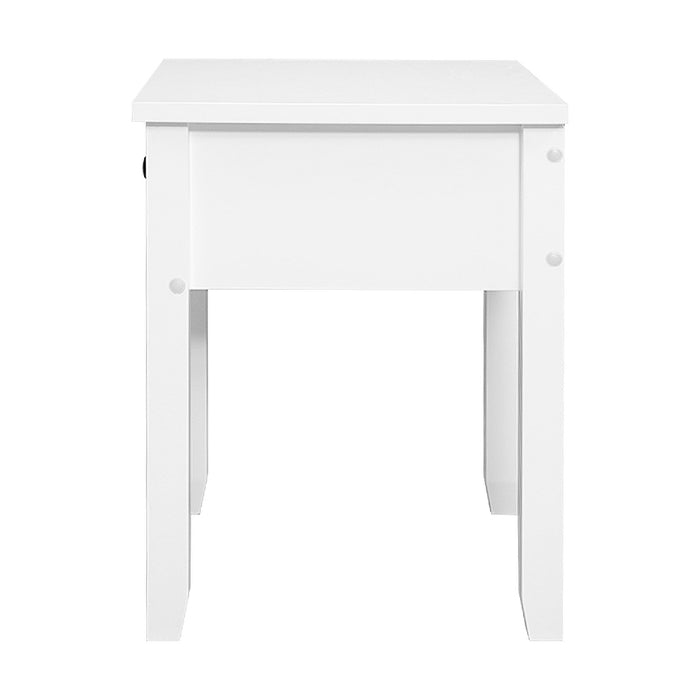 Simplico Ace Wooden Bedside Table in White | Slim Coffee Table Stand